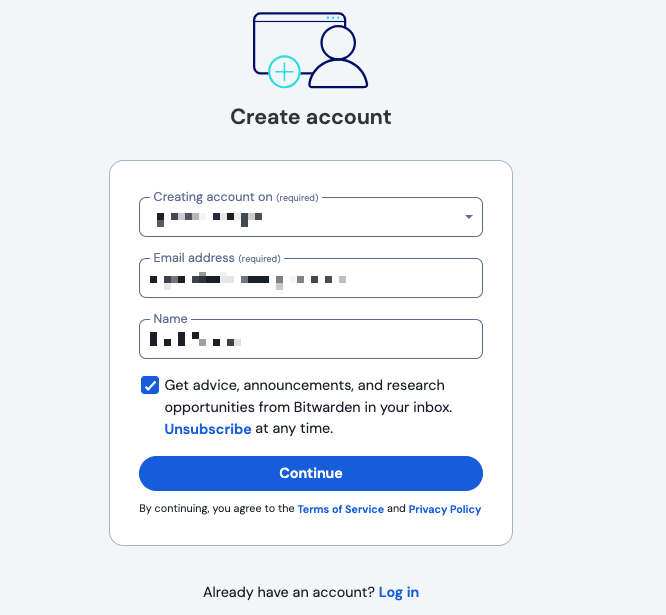 Bitwarden Create user account