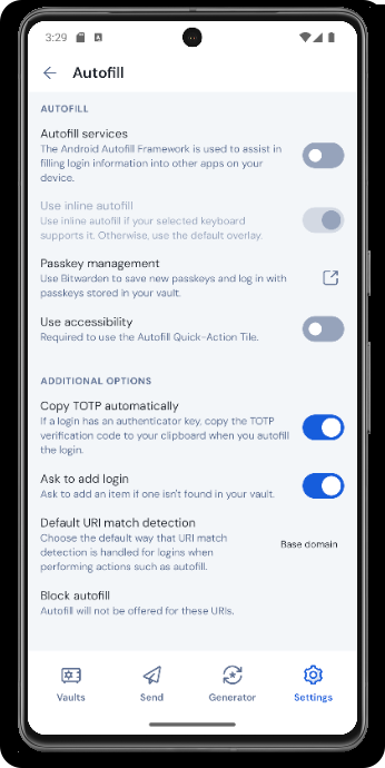 Bitwarden mobile autofill