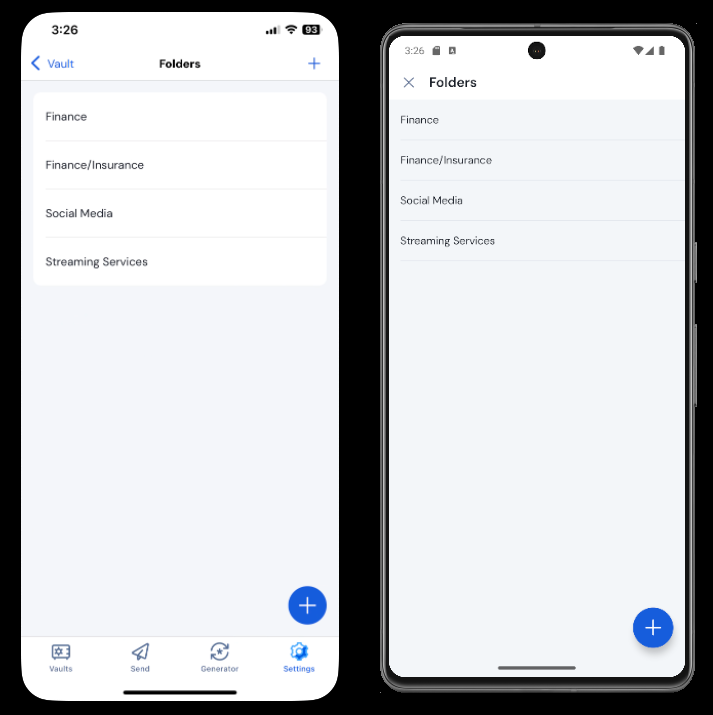 Bitwarden Mobile Folders